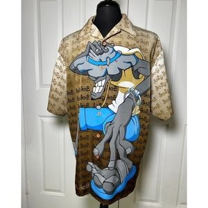 Men's Jolly Joe Graphic‎ Print Button Up Shirt by Million Guy (Large)